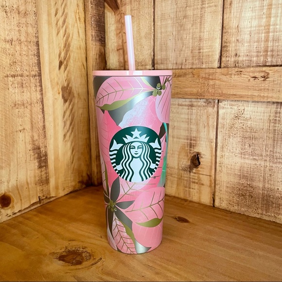 NWT Starbucks Pink Poinsettia Leaf 2020 Winter - Picture 12 of 14